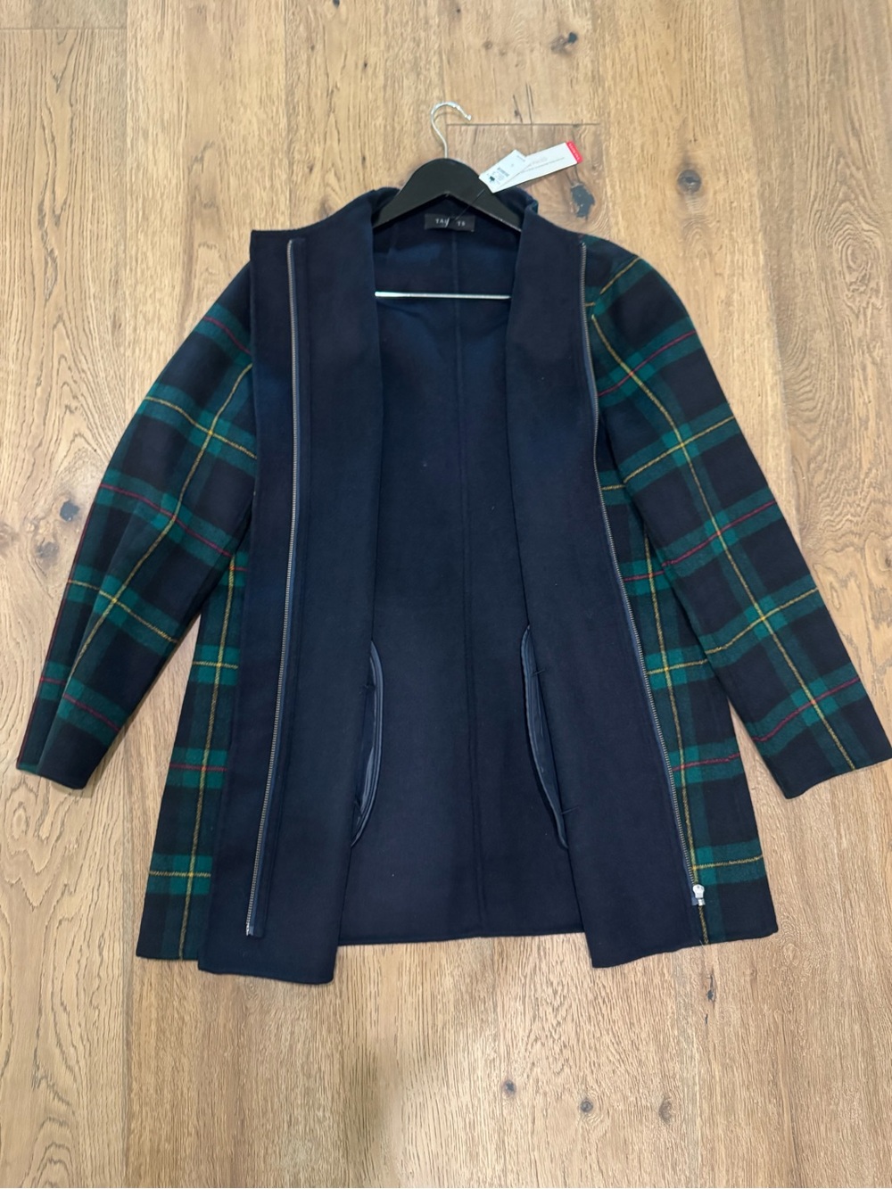 Talbots Tartan Double Faced Black and Green Plaid Wool Jacket Large $349 - Picture 9 of 11